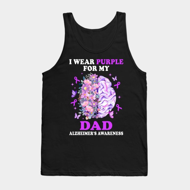 I Wear Purple For My Dad Alzheimer's Awareness Brain Tank Top by James Green